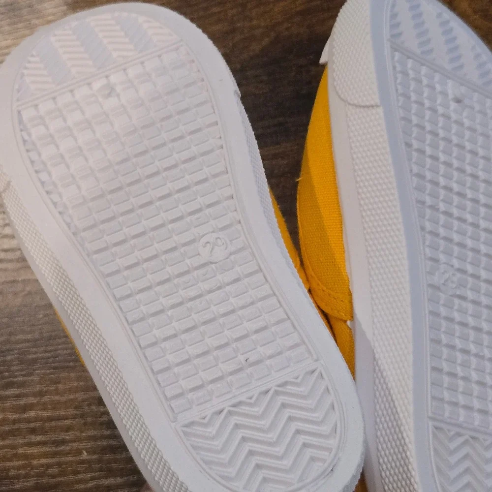 Baby Kids Yellow Canvas Slip On Sneakers Low Top Rubber Toe Shoes Size EU 29